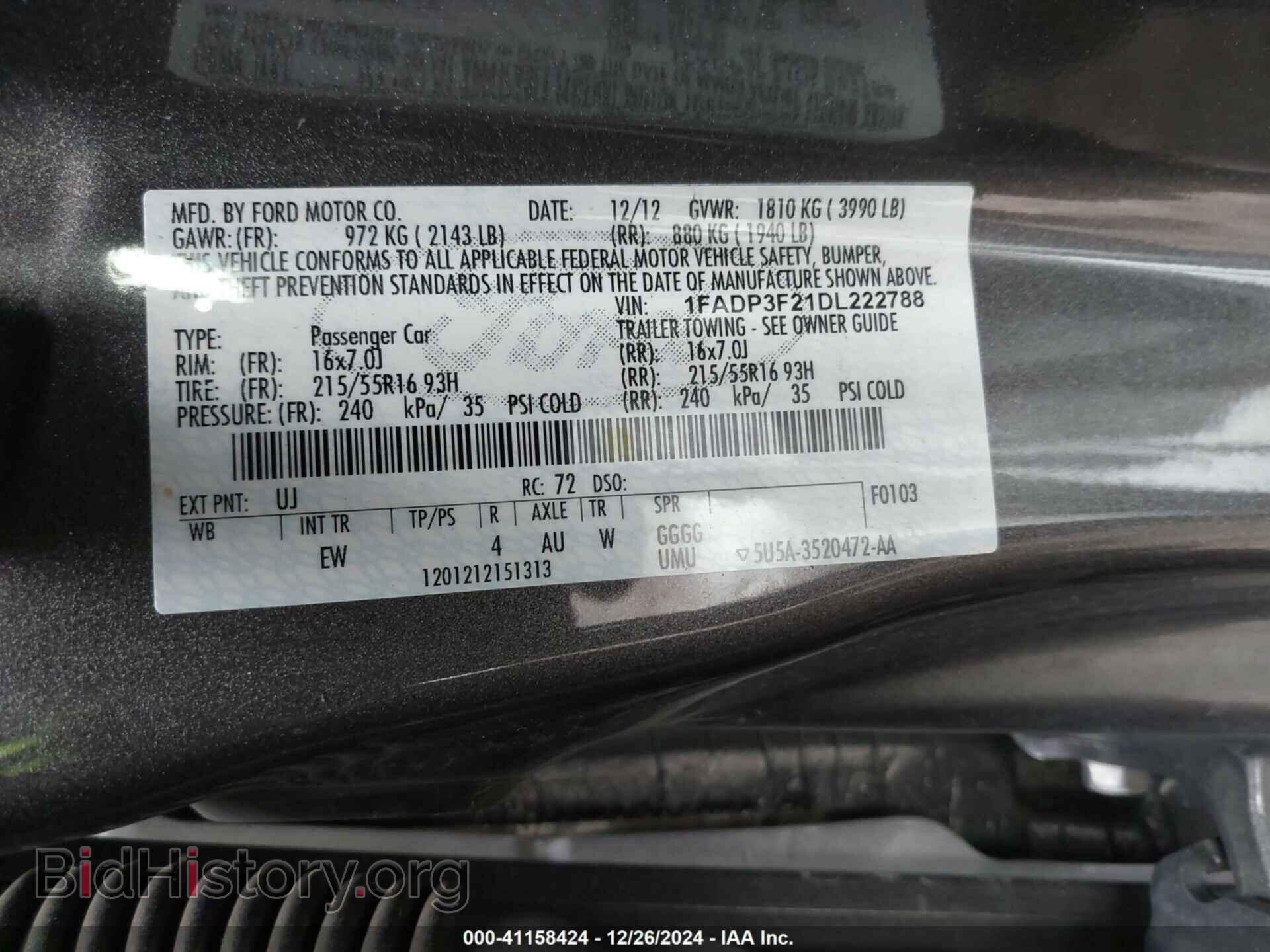2013 FORD FOCUS - VIN: 1FADP3F21DL222788 - Фото 9