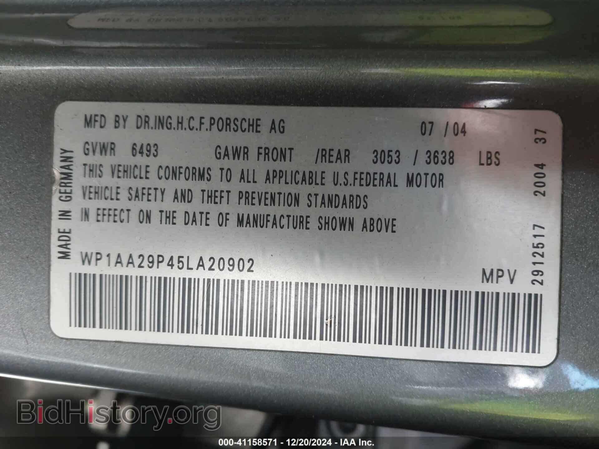2005 PORSCHE CAYENNE - VIN: WP1AA29P45LA20902 - Фото 9