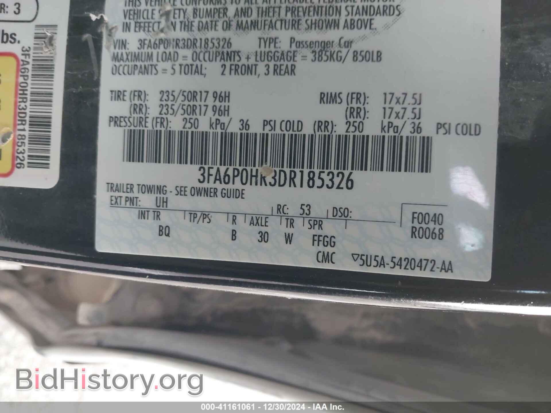 2013 FORD FUSION - VIN: 3FA6P0HR3DR185326 - Фото 9