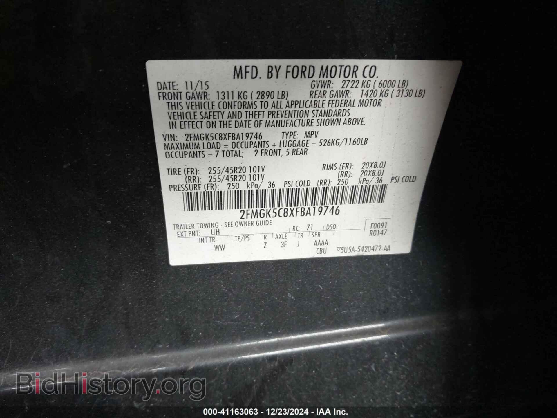 2015 FORD FLEX - VIN: 2FMGK5C8XFBA19746 - Photo 9