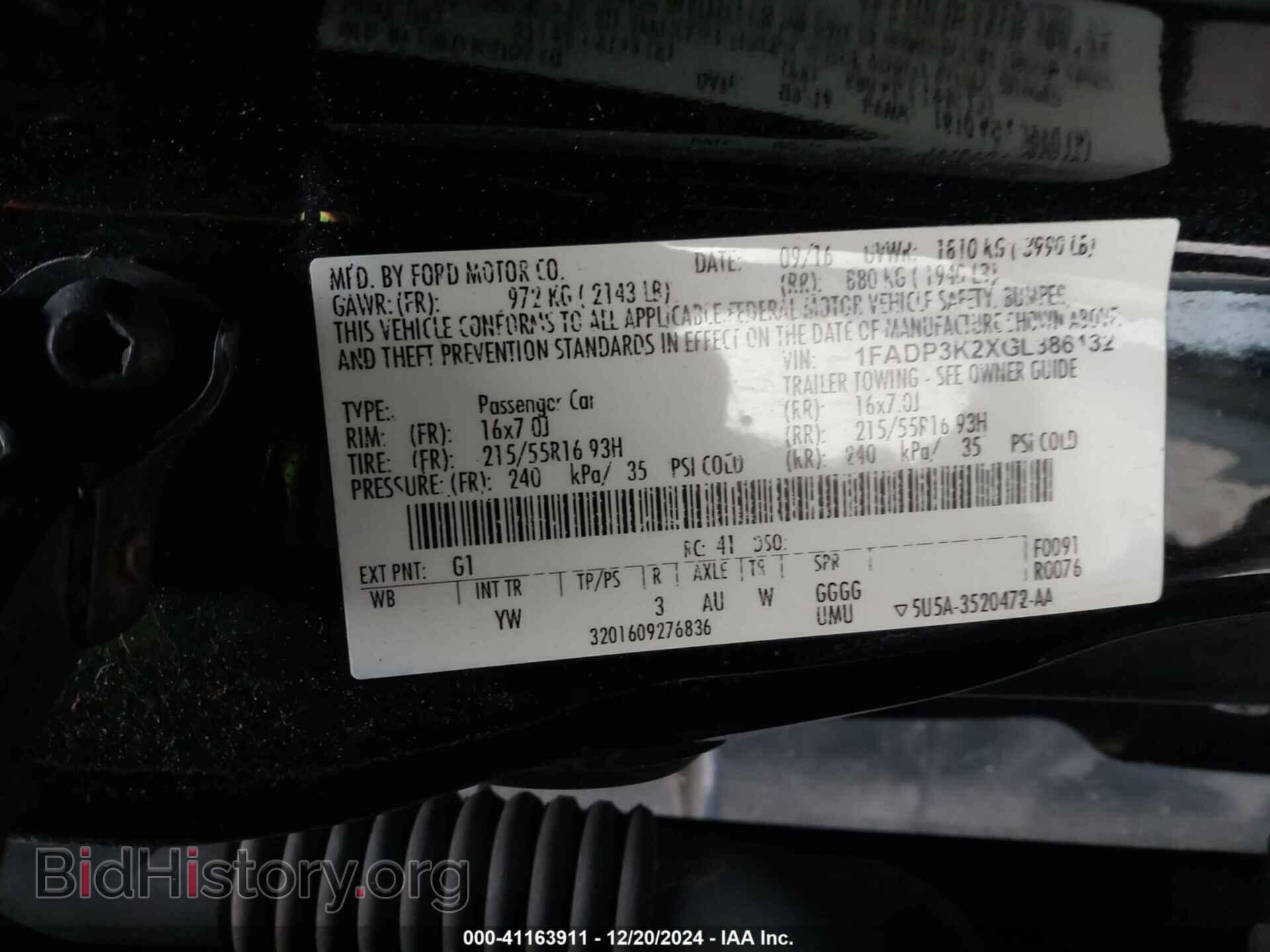 2016 FORD FOCUS - VIN: 1FADP3K2XGL386132 - Фото 9