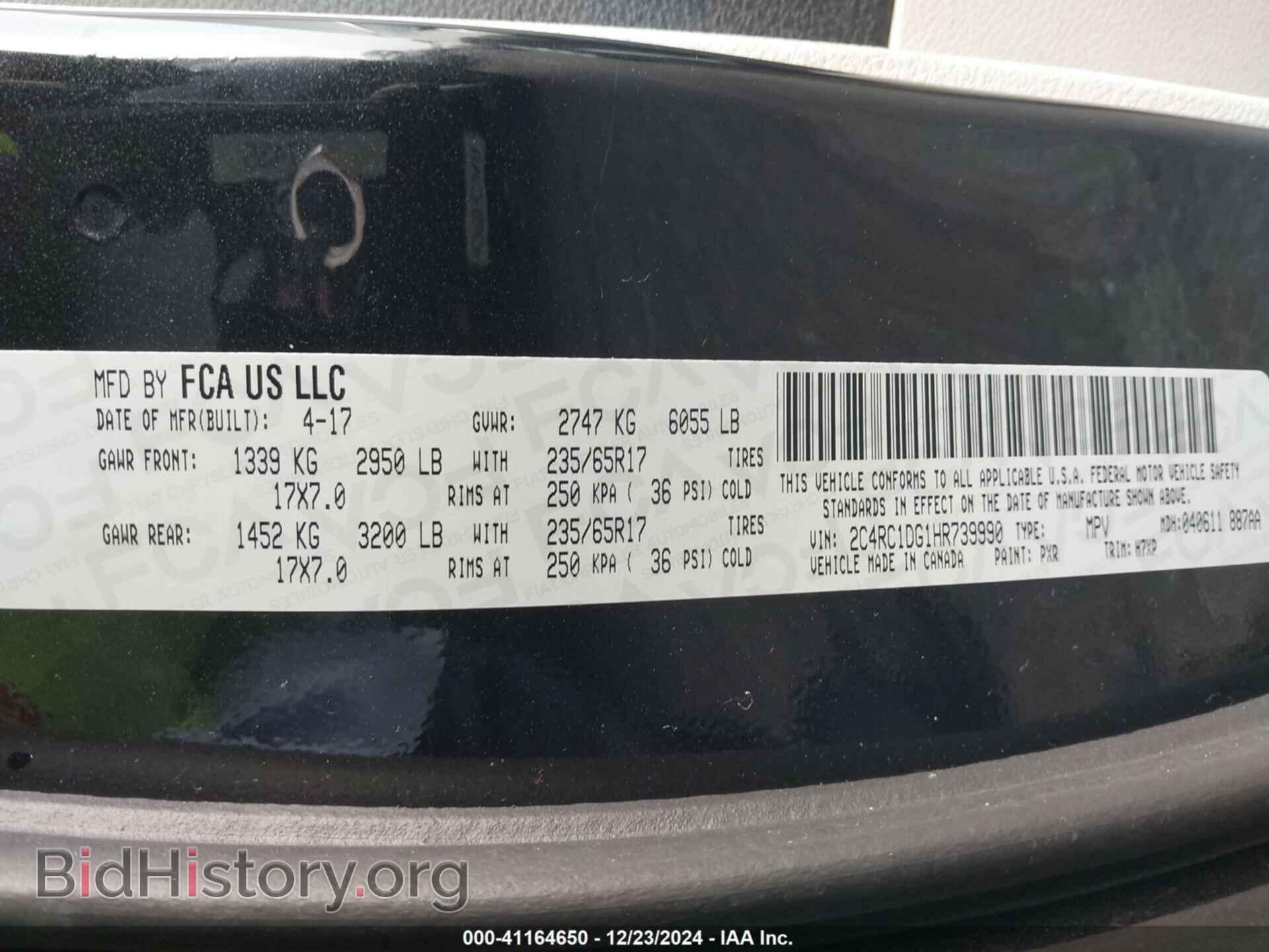 2017 CHRYSLER PACIFICA - VIN: 2C4RC1DG1HR739990 - Photo 9
