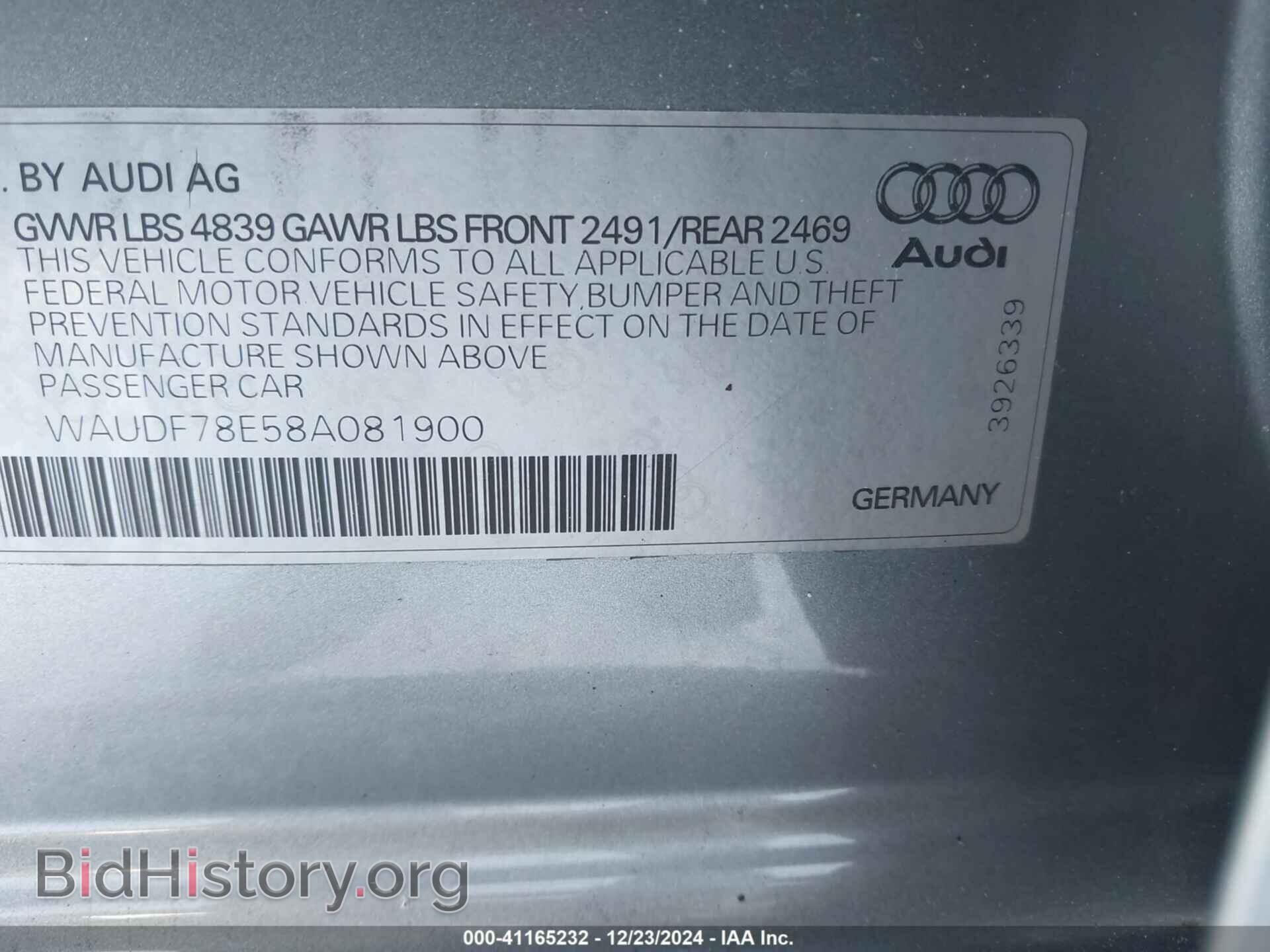 2008 AUDI A4 - VIN: WAUDF78E58A081900 - Фото 9