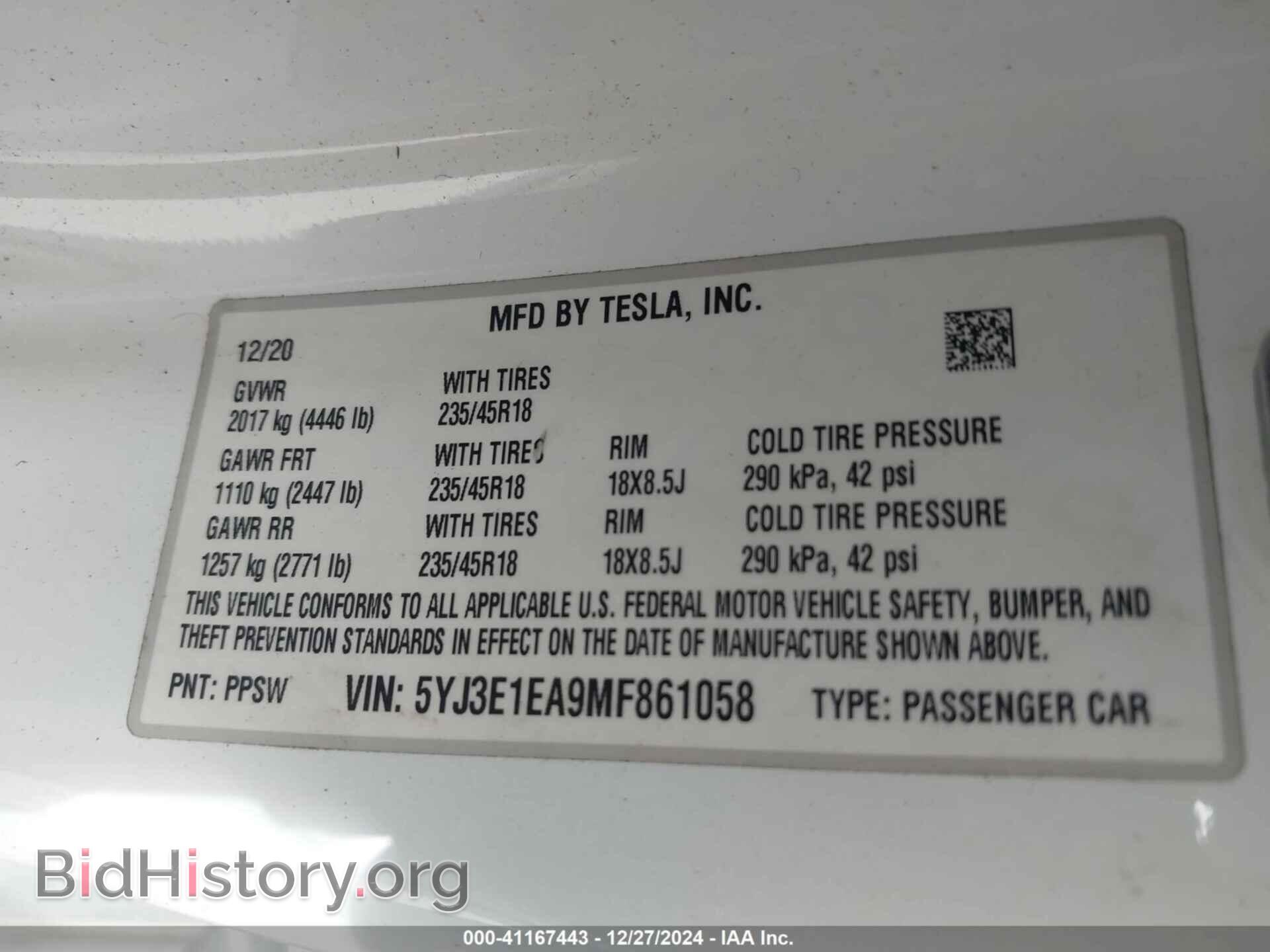 2021 TESLA MODEL 3 - VIN: 5YJ3E1EA9MF861058 - Photo 9