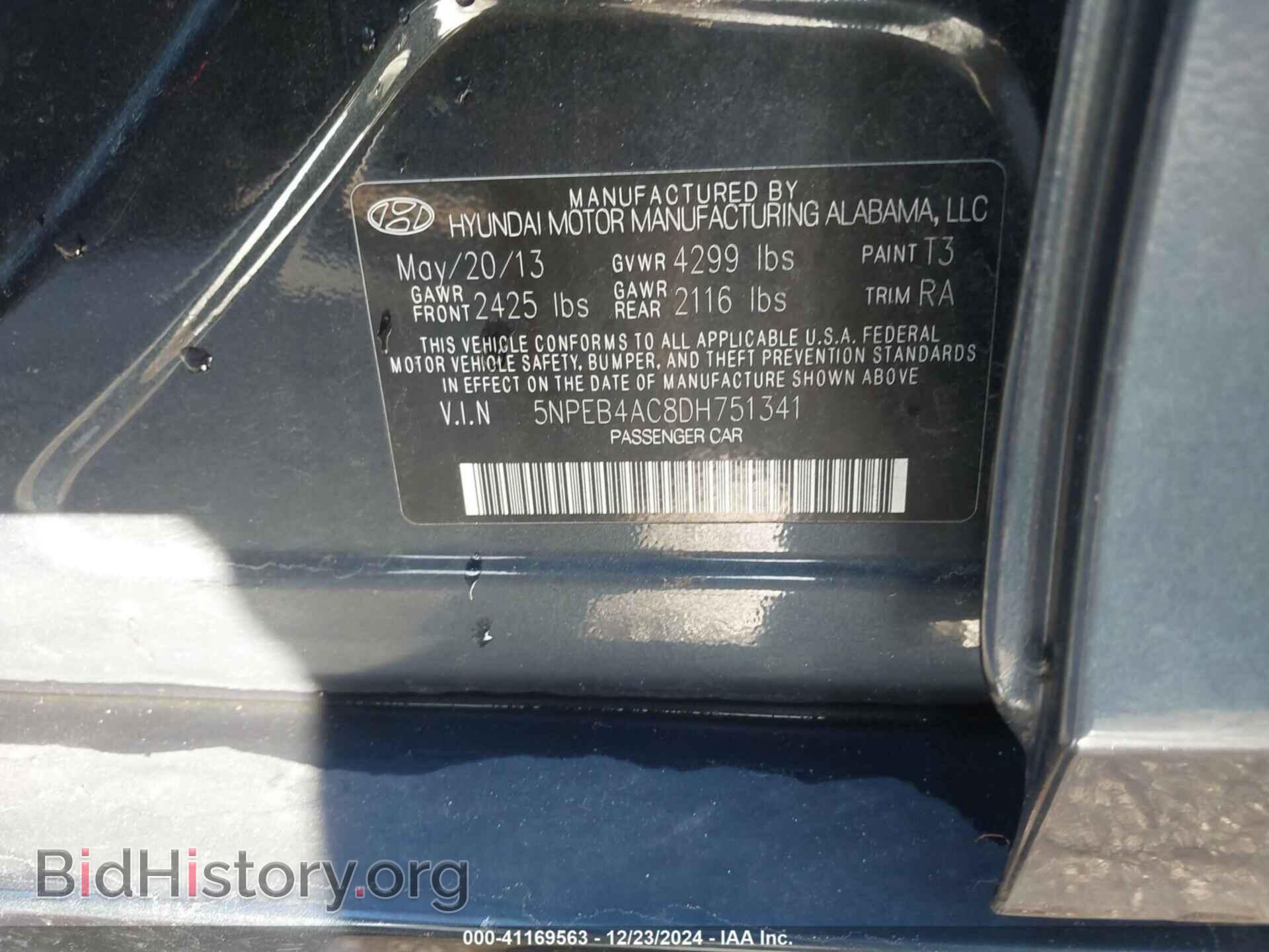 2013 HYUNDAI SONATA - VIN: 5NPEB4AC8DH751341 - Фото 9
