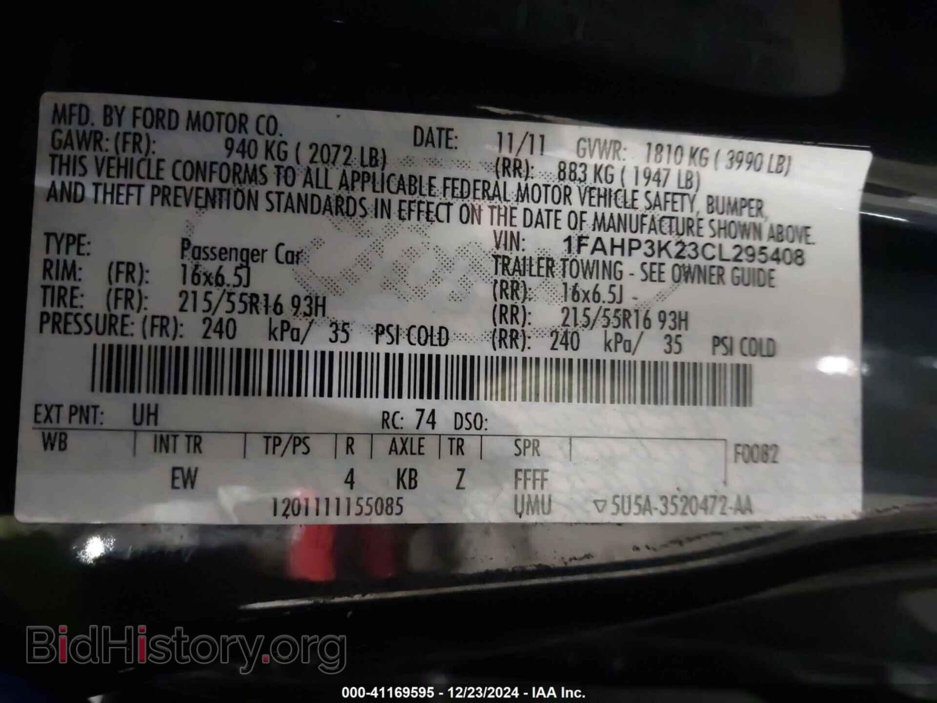 2012 FORD FOCUS - VIN: 1FAHP3K23CL295408 - Photo 9