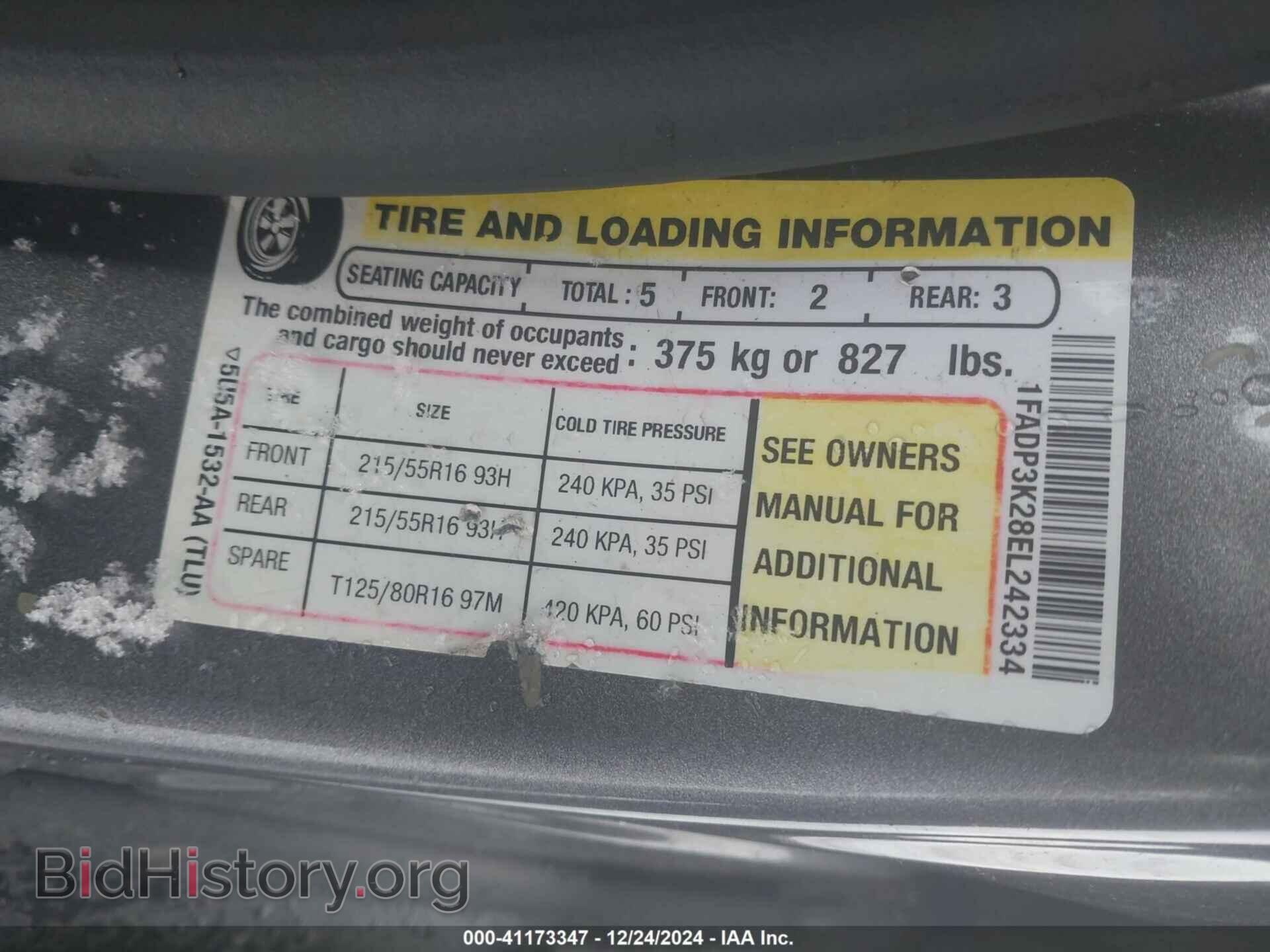 2014 FORD FOCUS - VIN: 1FADP3K28EL242334 - Фото 9