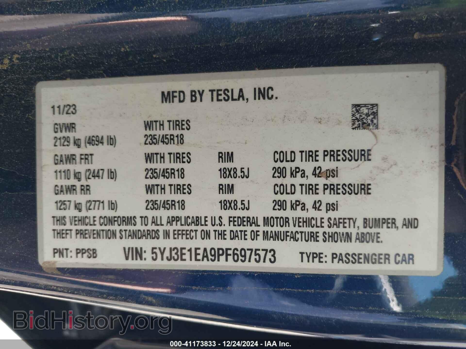 2023 TESLA MODEL 3 - VIN: 5YJ3E1EA9PF697573 - Фото 9