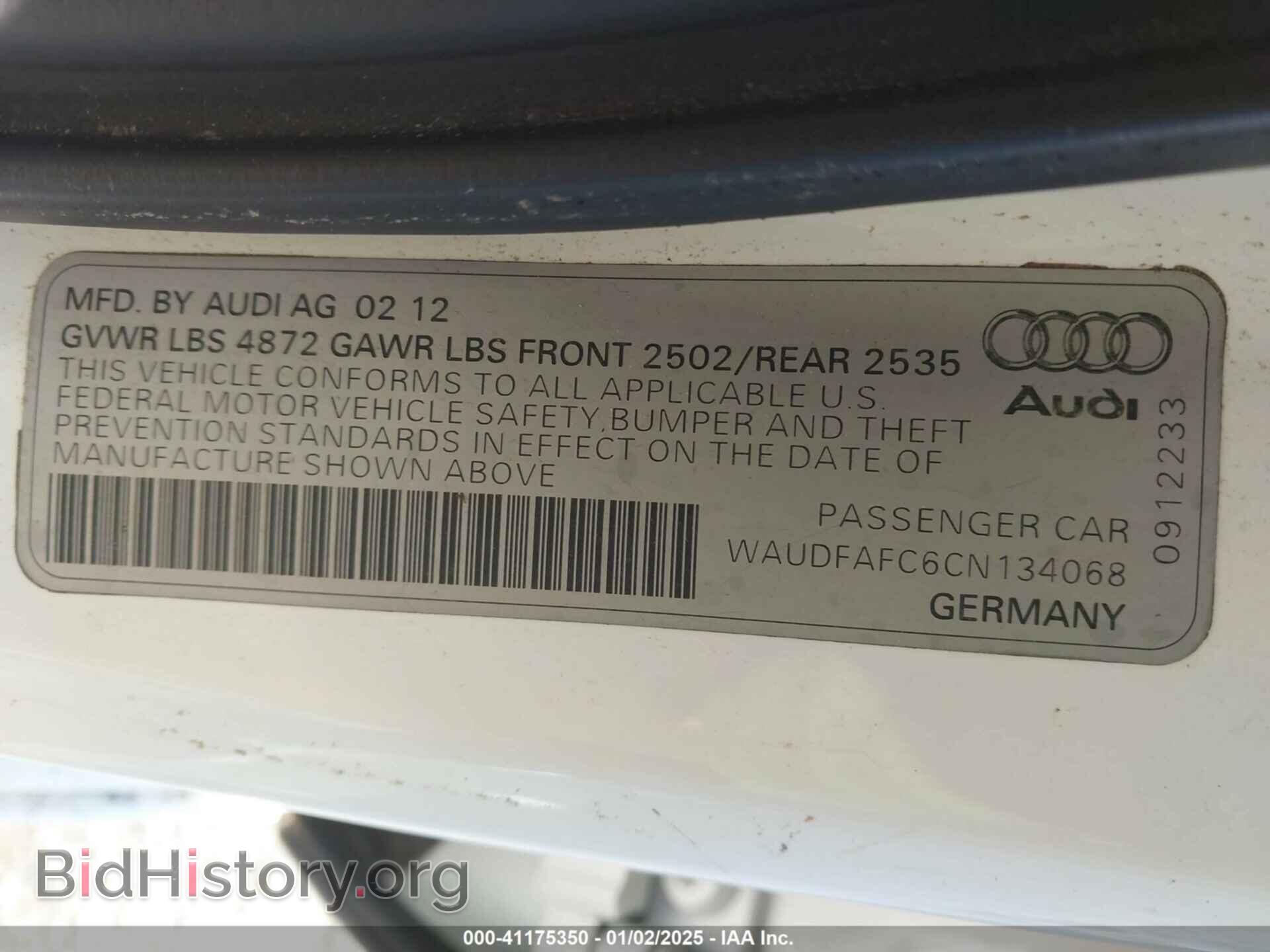 2012 AUDI A6 - VIN: WAUDFAFC6CN134068 - Фото 9