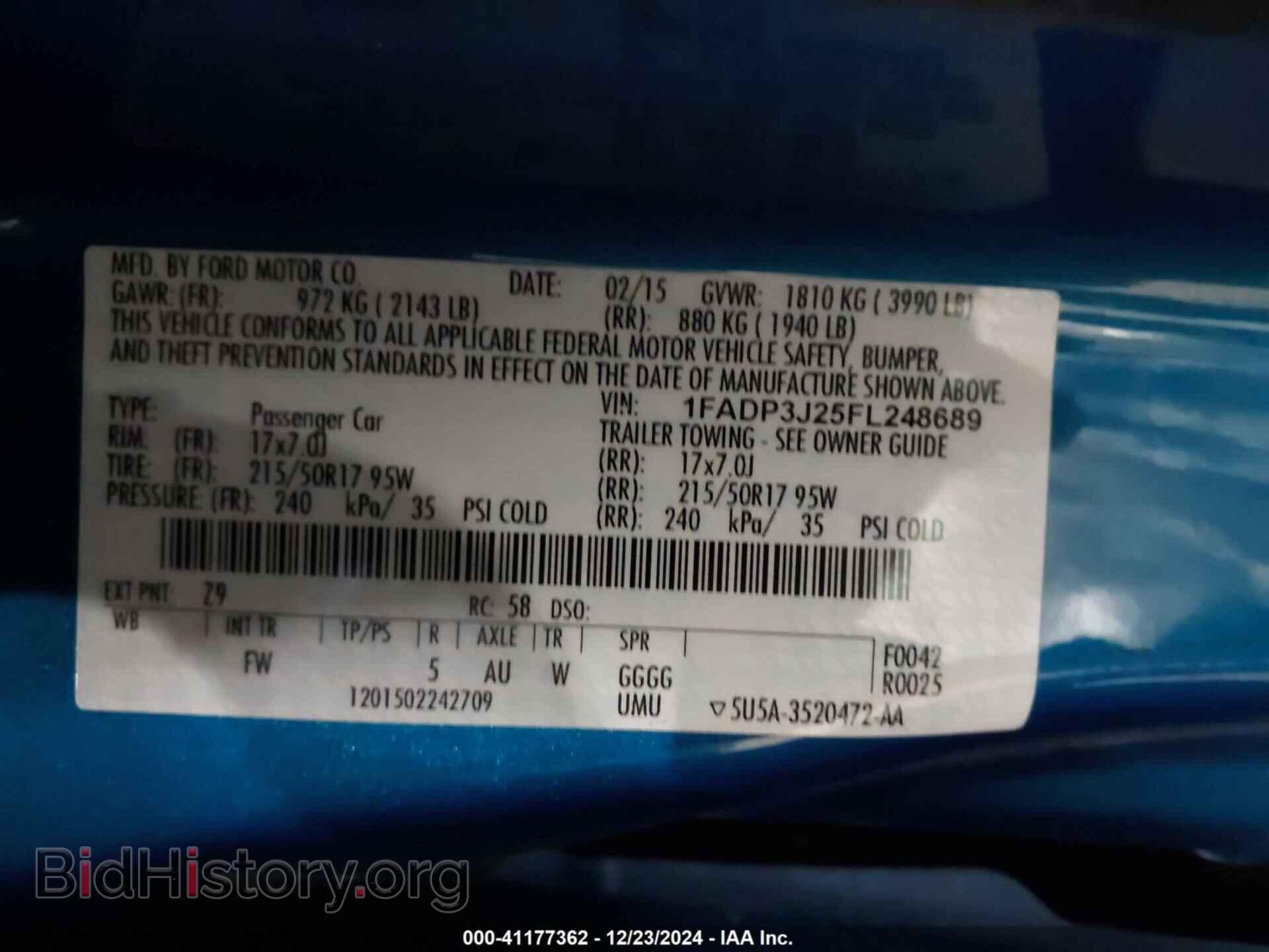 2015 FORD FOCUS - VIN: 1FADP3J25FL248689 - Photo 9