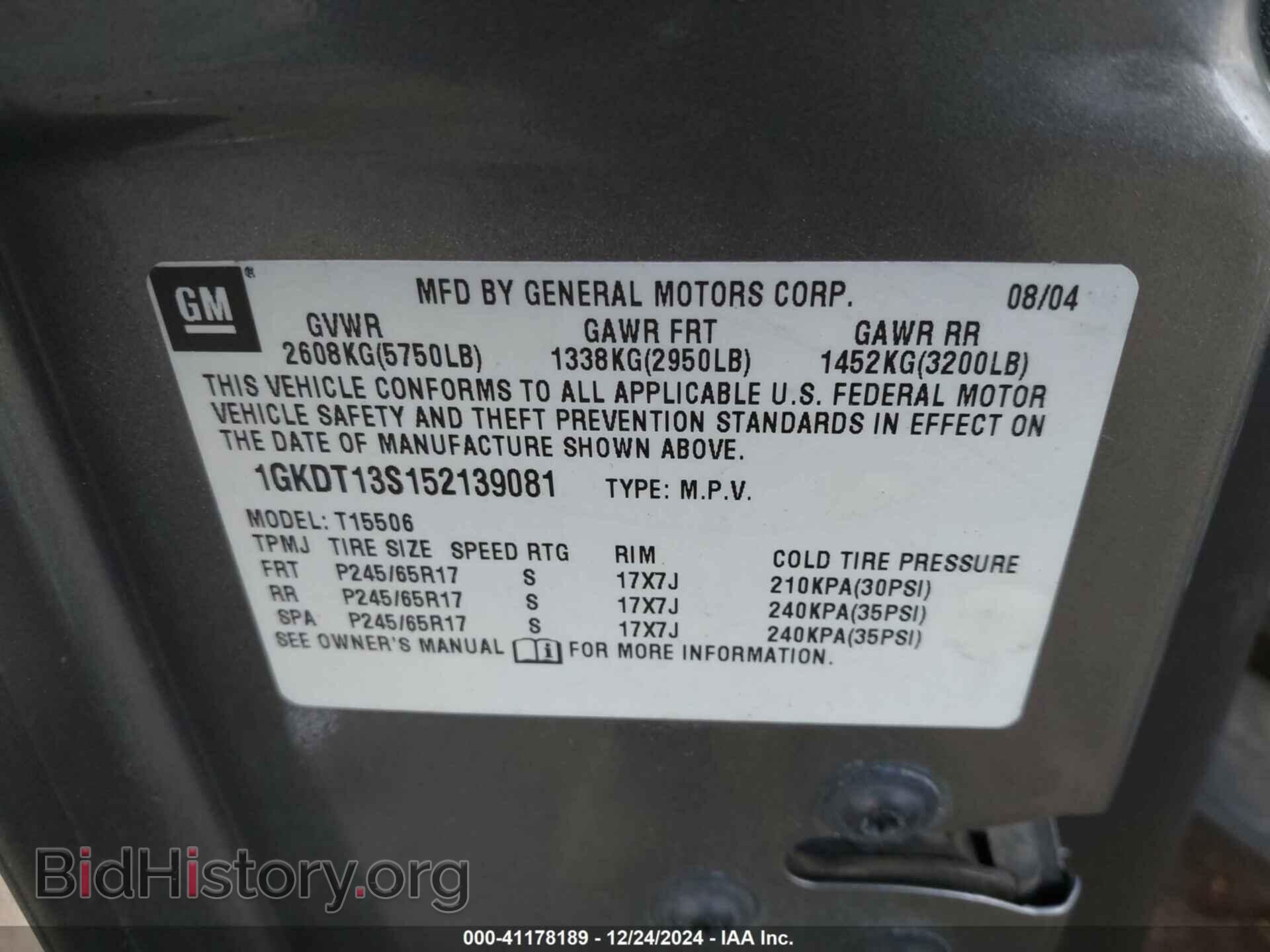 2005 GMC ENVOY - VIN: 1GKDT13S152139081 - Фото 9