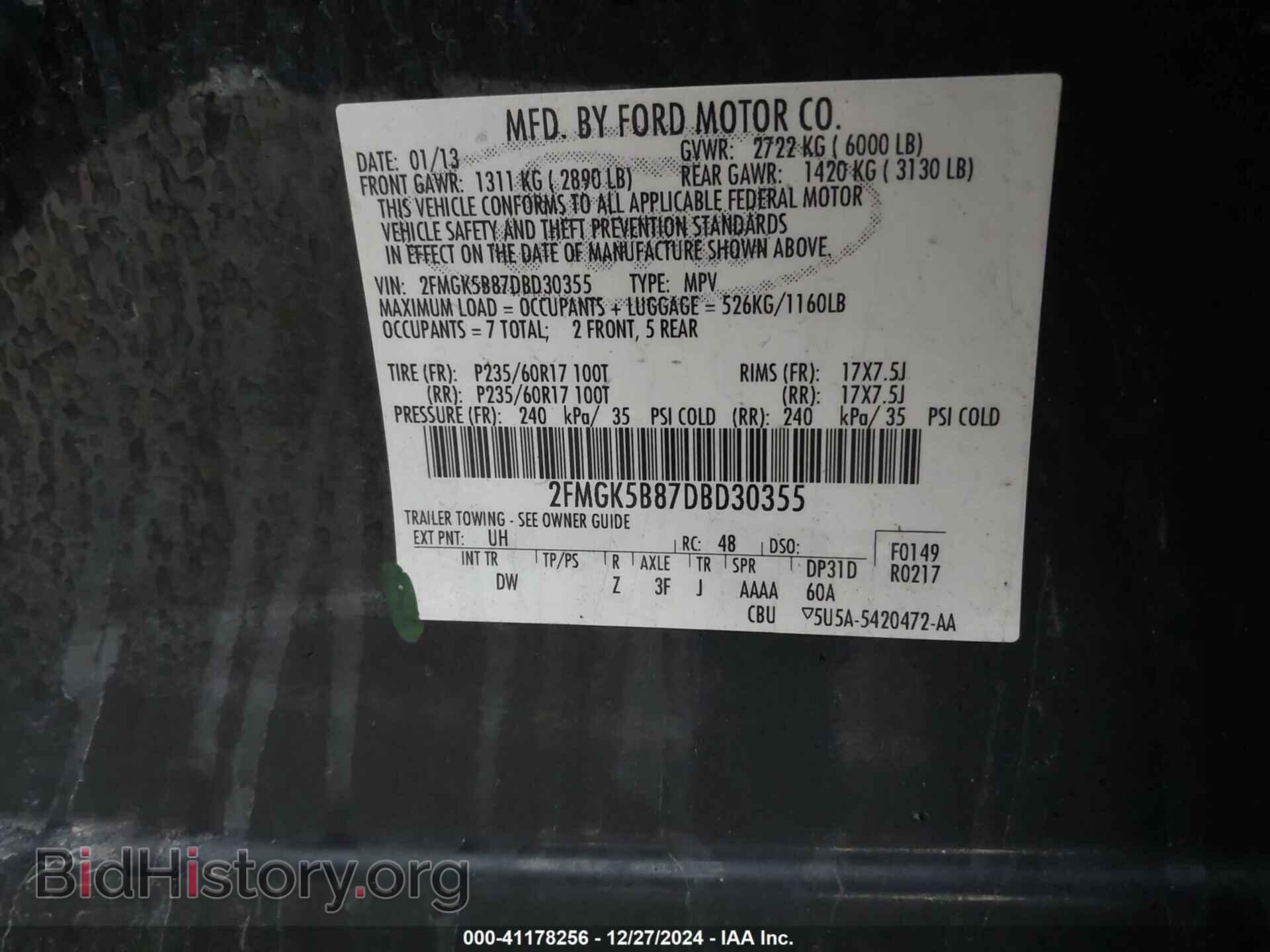 2013 FORD FLEX - VIN: 2FMGK5B87DBD30355 - Фото 9