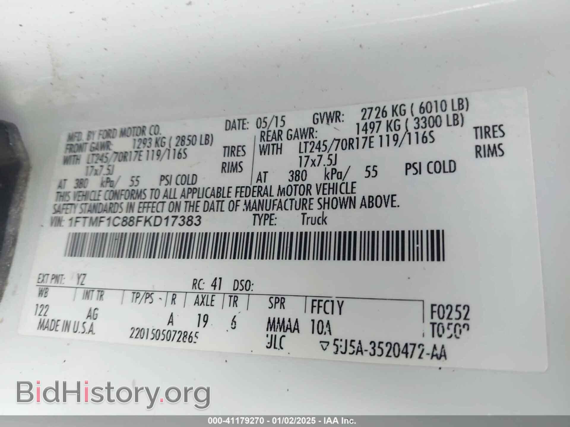 2015 FORD F-150 - VIN: 1FTMF1C88FKD17383 - Фото 4