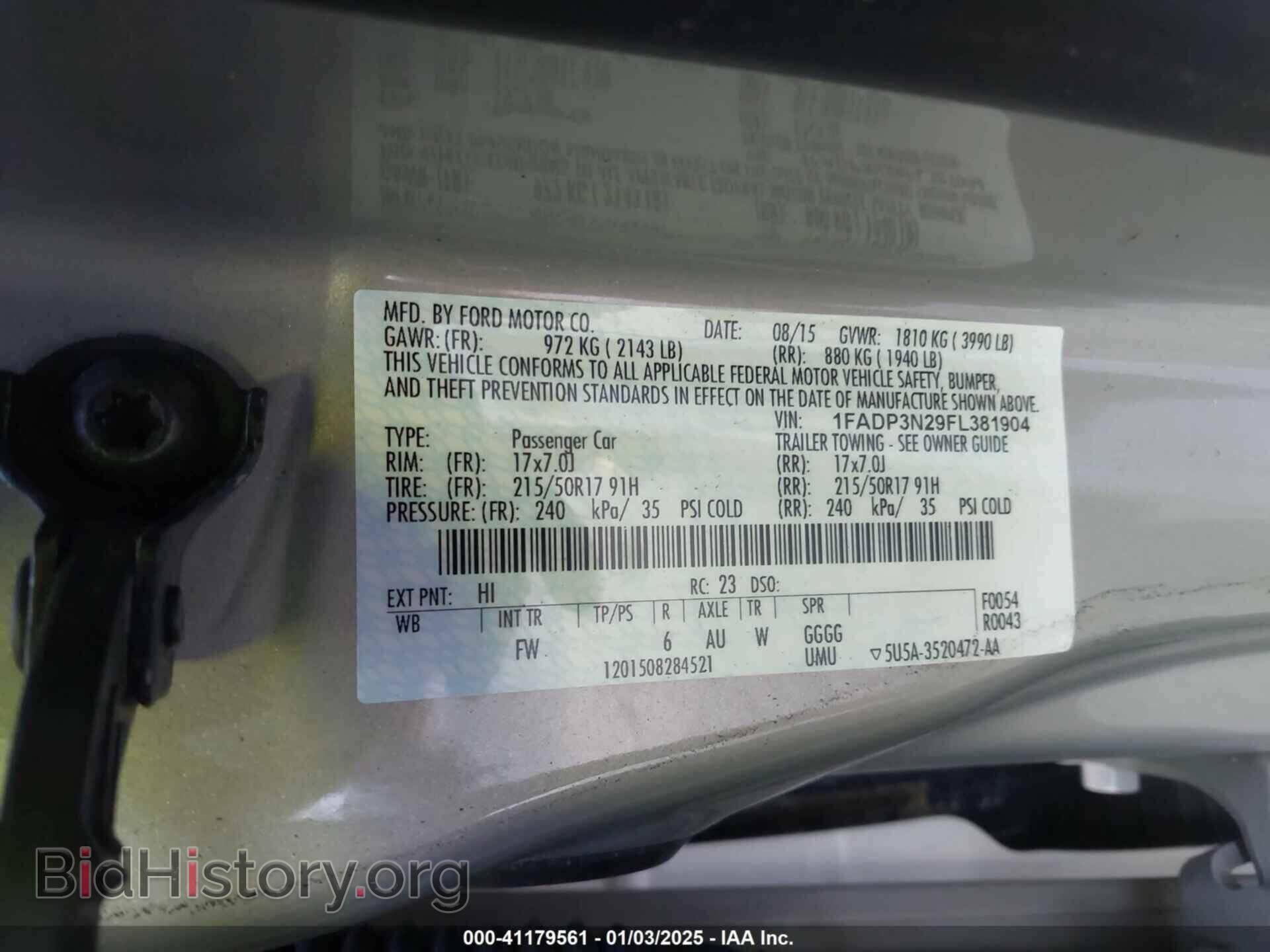 2015 FORD FOCUS - VIN: 1FADP3N29FL381904 - Фото 9