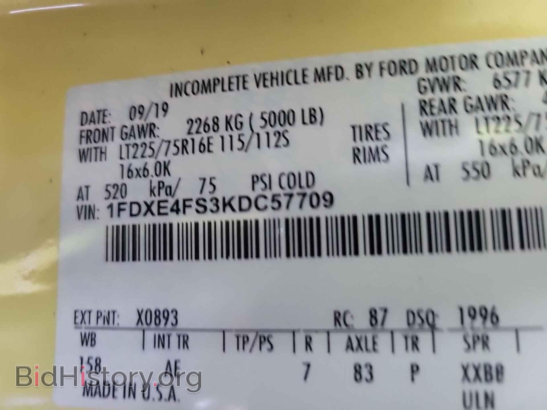 2019 FORD E-450 CUTAWAY - VIN: 1FDXE4FS3KDC57709 - Фото 19
