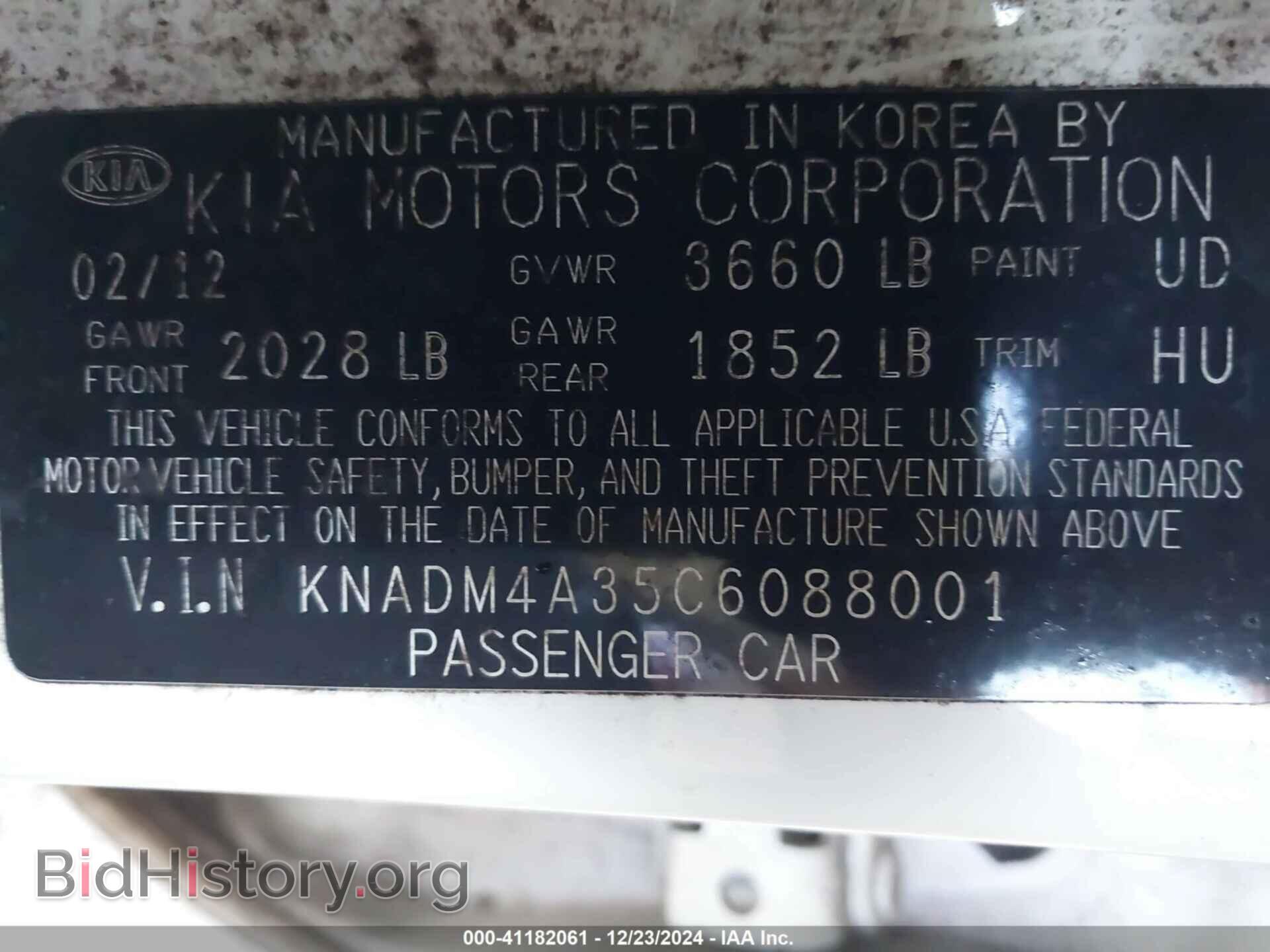 2012 KIA RIO - VIN: KNADM4A35C6088001 - Фото 9