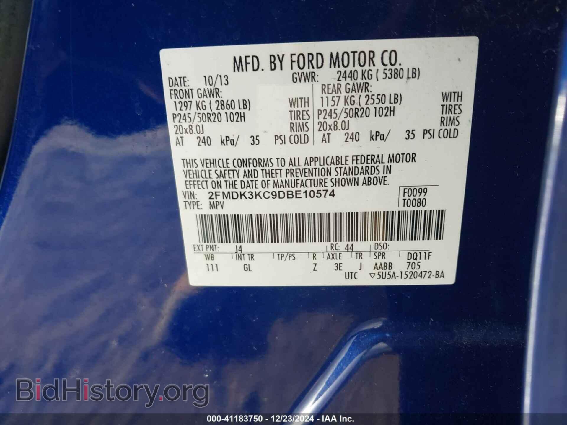 2013 FORD EDGE - VIN: 2FMDK3KC9DBE10574 - Photo 9