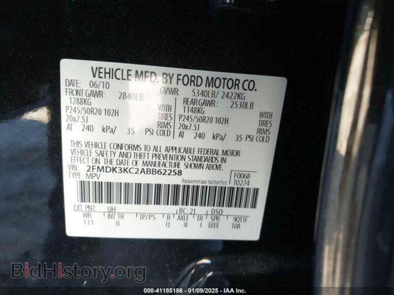 2010 Ford EDGE (VIN 2FMDK3KC2ABB62258) — фото 9 из 12
