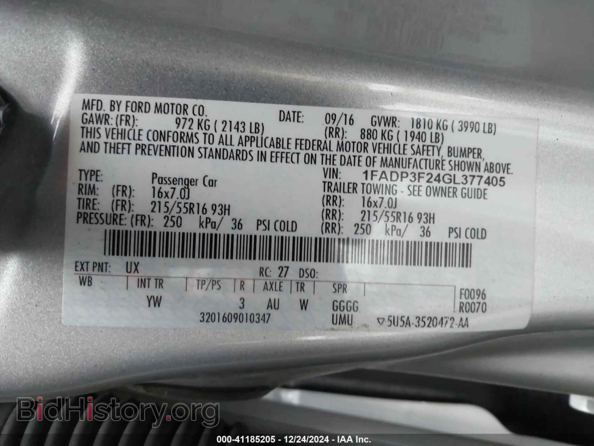 2016 FORD FOCUS - VIN: 1FADP3F24GL377405 - Фото 9