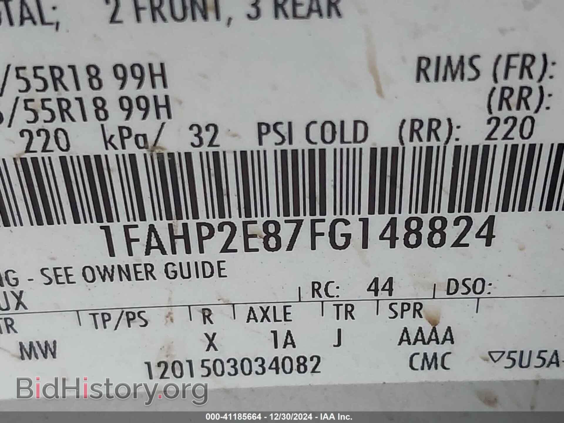 2015 FORD TAURUS - VIN: 1FAHP2E87FG148824 - Фото 9