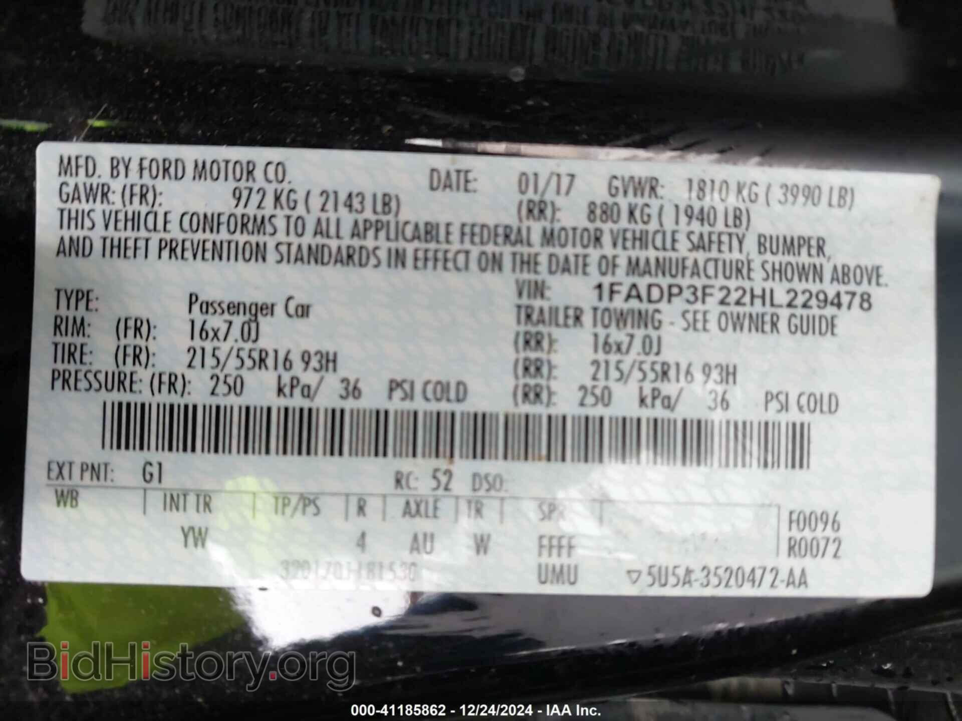 2017 FORD FOCUS - VIN: 1FADP3F22HL229478 - Фото 9