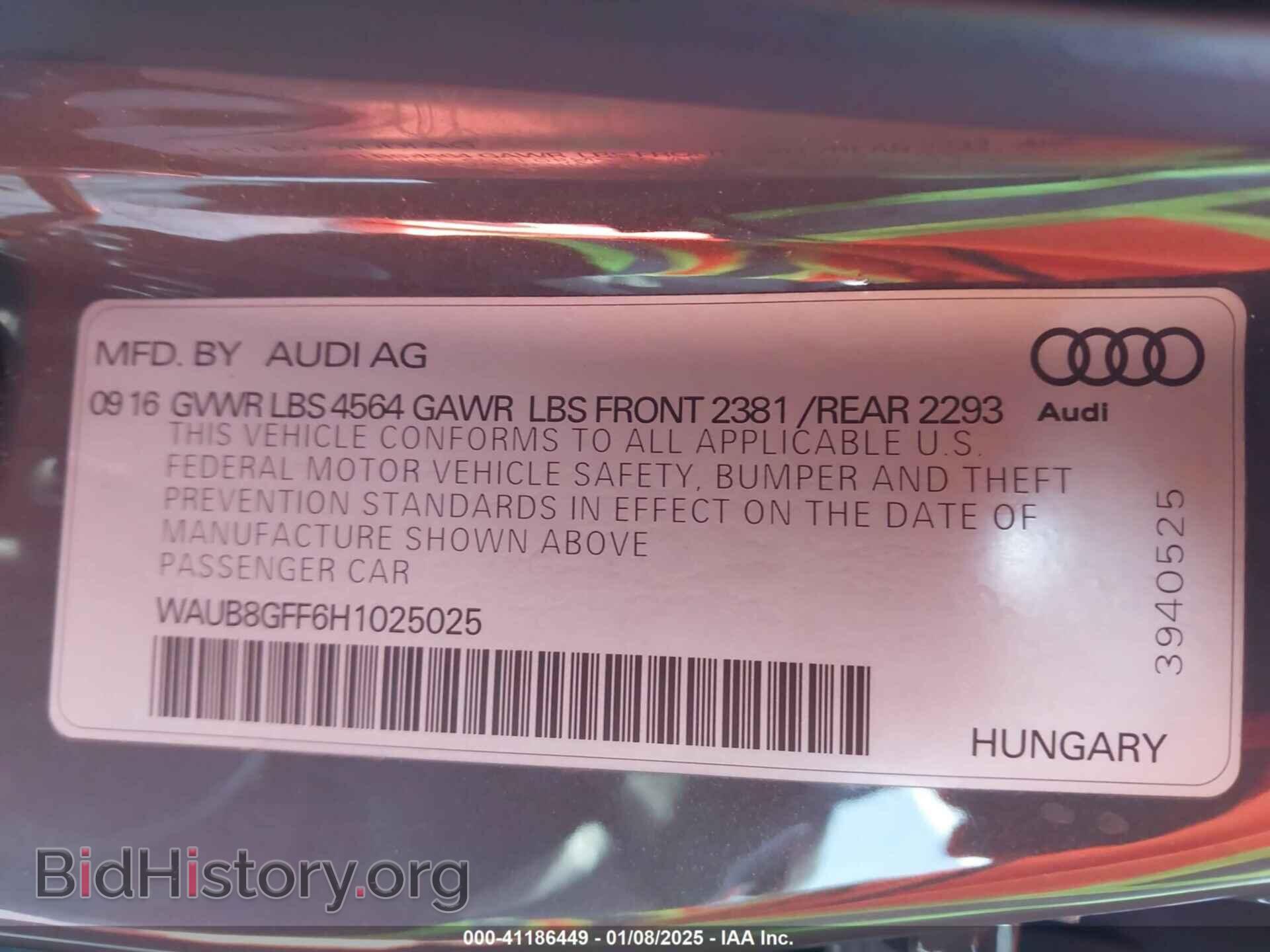 2017 AUDI A3 - VIN: WAUB8GFF6H1025025 - Фото 9