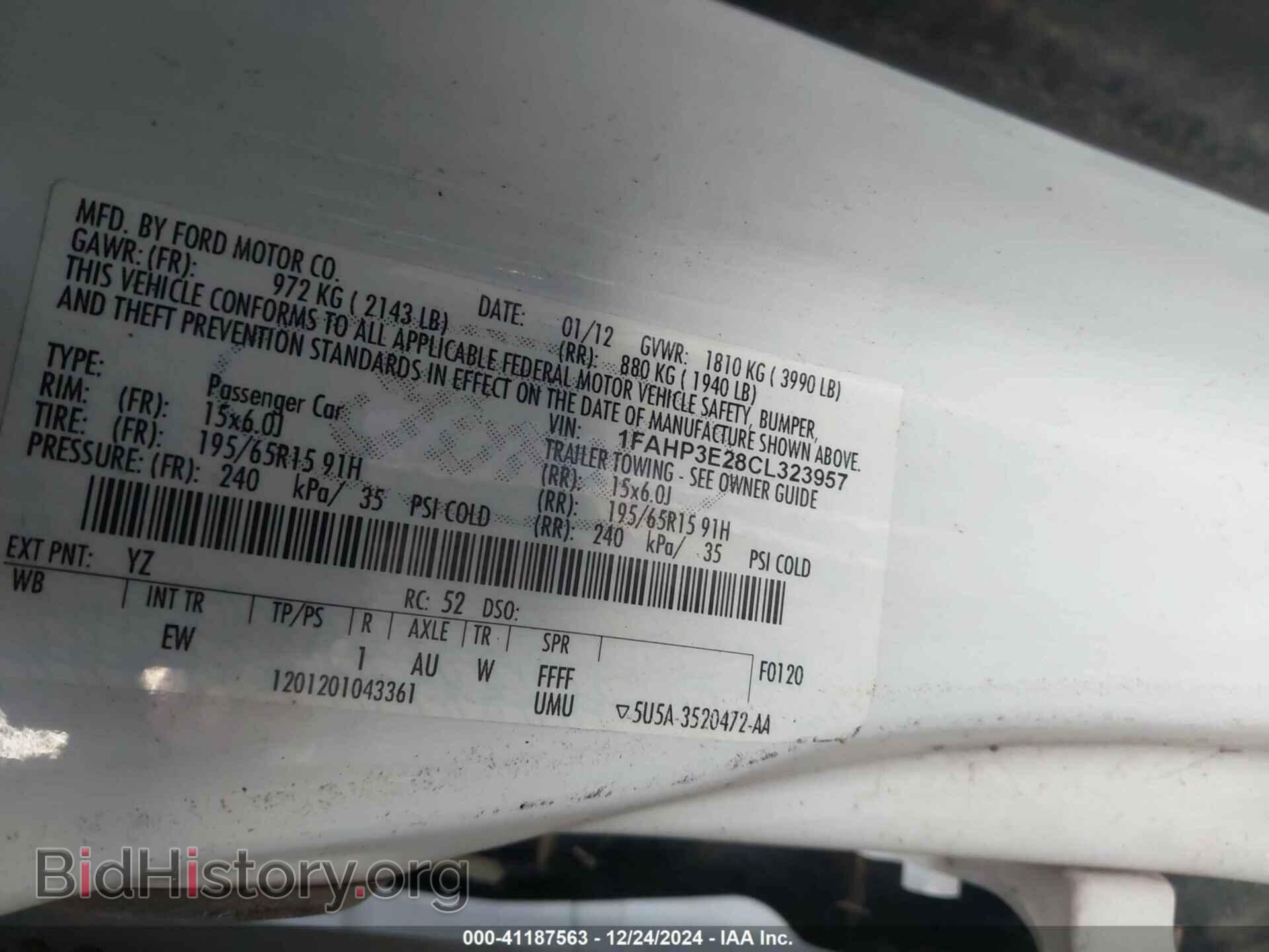 2012 FORD FOCUS - VIN: 1FAHP3E28CL323957 - Фото 9