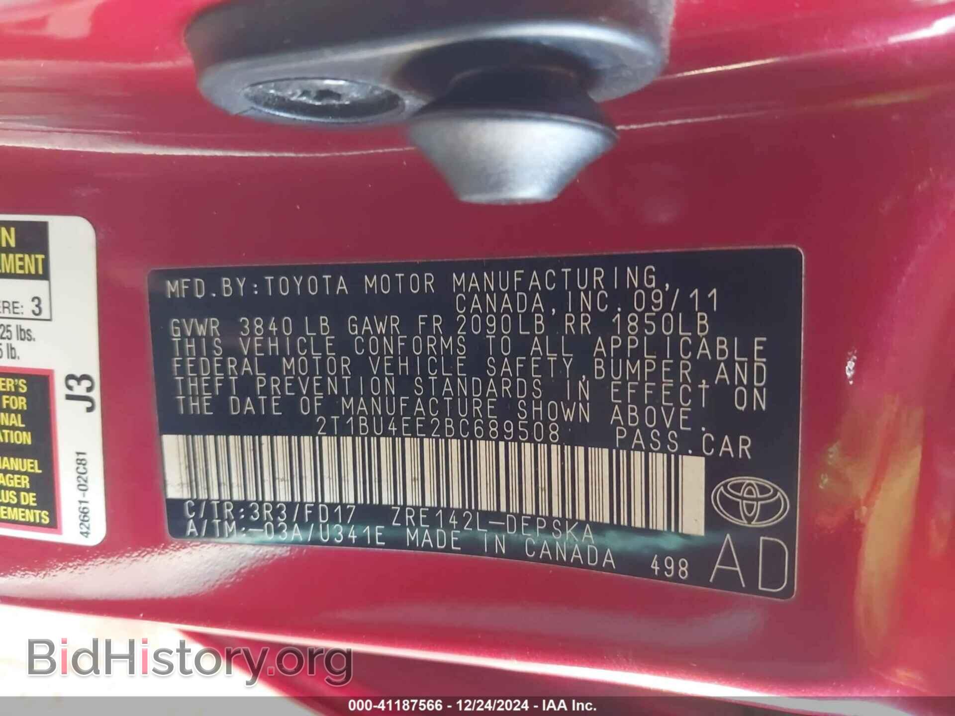 2011 TOYOTA COROLLA - VIN: 2T1BU4EE2BC689508 - Фото 9
