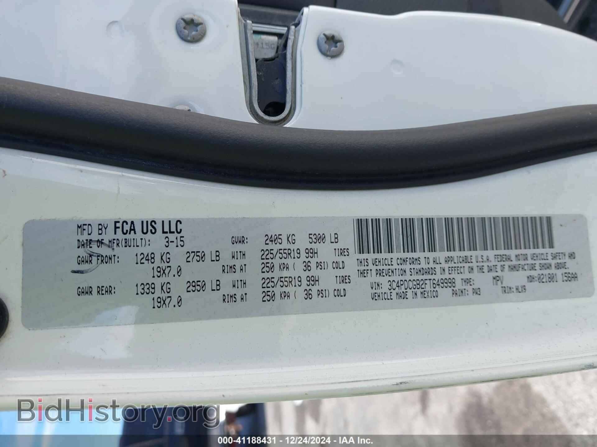 2015 DODGE JOURNEY - VIN: 3C4PDCGB2FT649998 - Фото 9