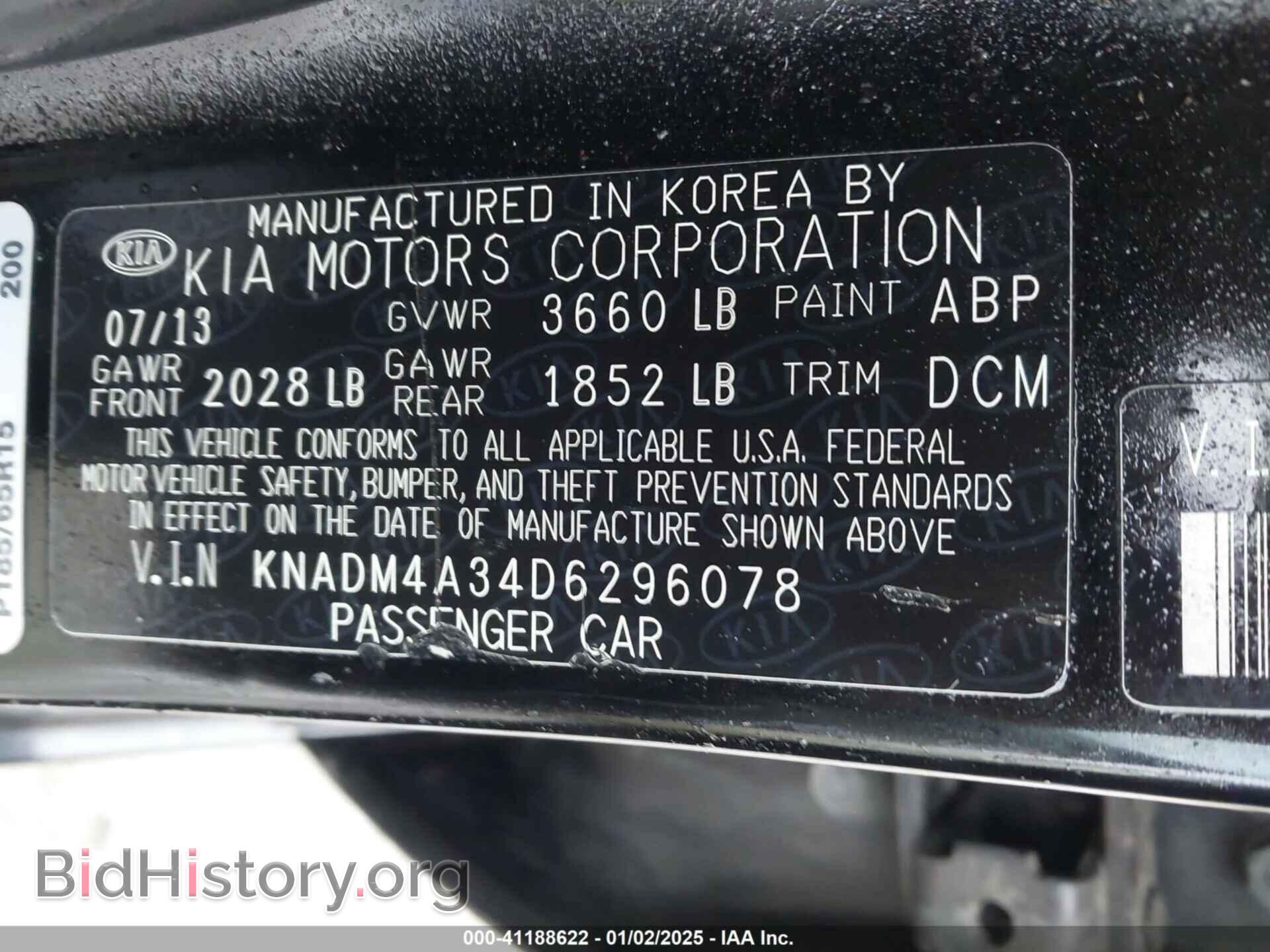 2013 KIA RIO - VIN: KNADM4A34D6296078 - Фото 9
