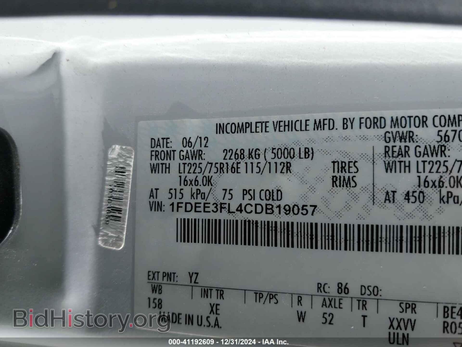 2012 FORD E-350 CUTAWAY - VIN: 1FDEE3FL4CDB19057 - Photo 8