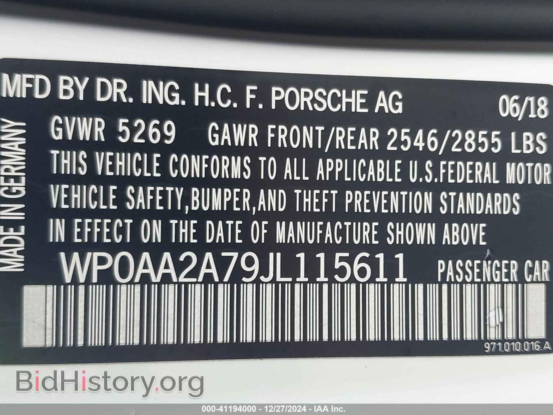 2018 PORSCHE PANAMERA - VIN: WP0AA2A79JL115611 - Фото 9