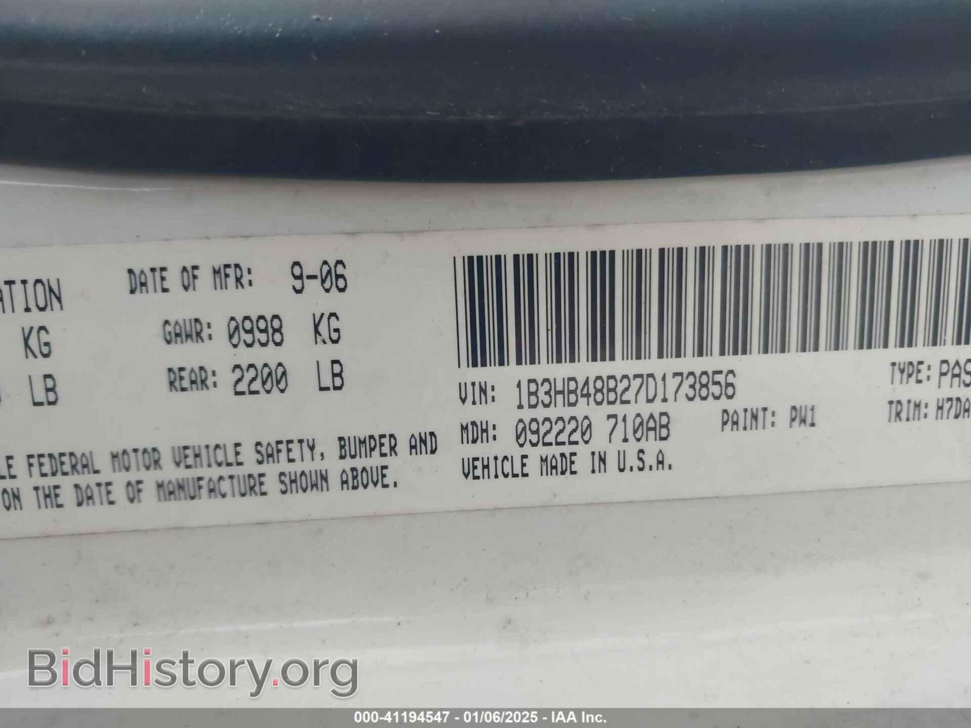 2007 DODGE CALIBER - VIN: 1B3HB48B27D173856 - Фото 9
