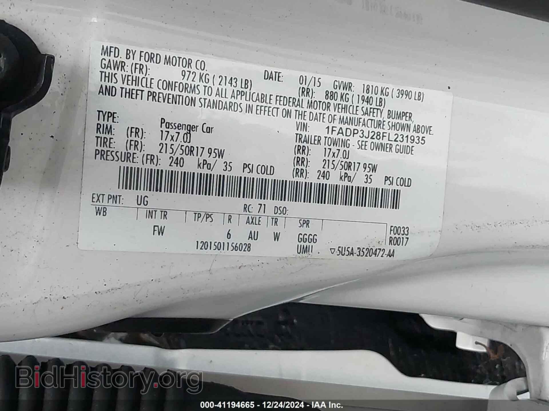 2015 FORD FOCUS - VIN: 1FADP3J28FL231935 - Фото 9