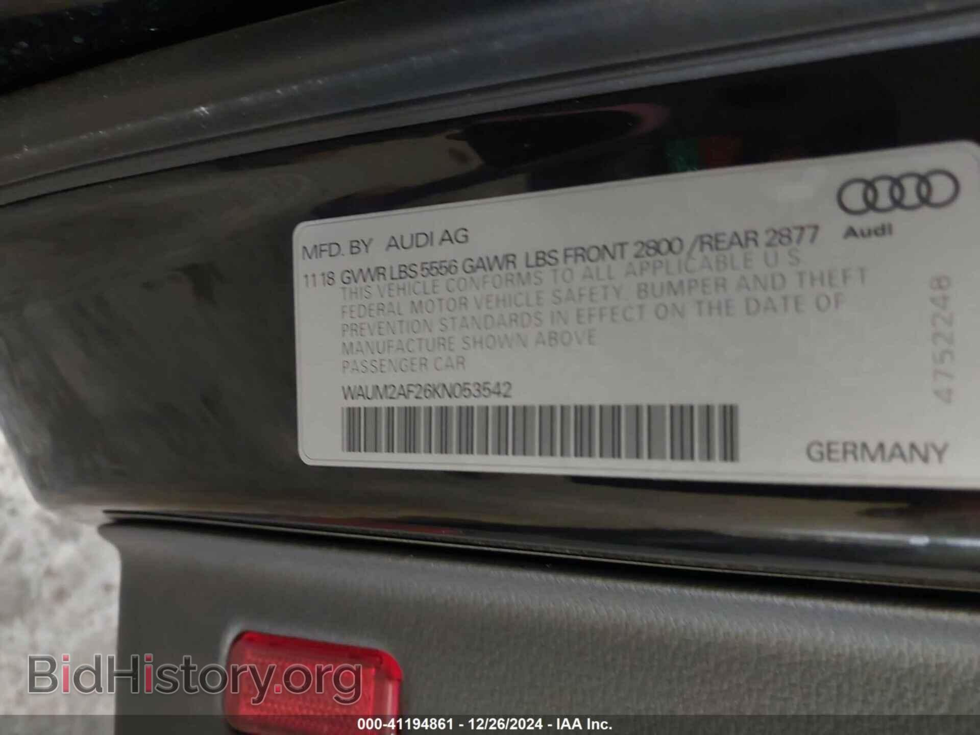 2019 AUDI A6 - VIN: WAUM2AF26KN053542 - Фото 9