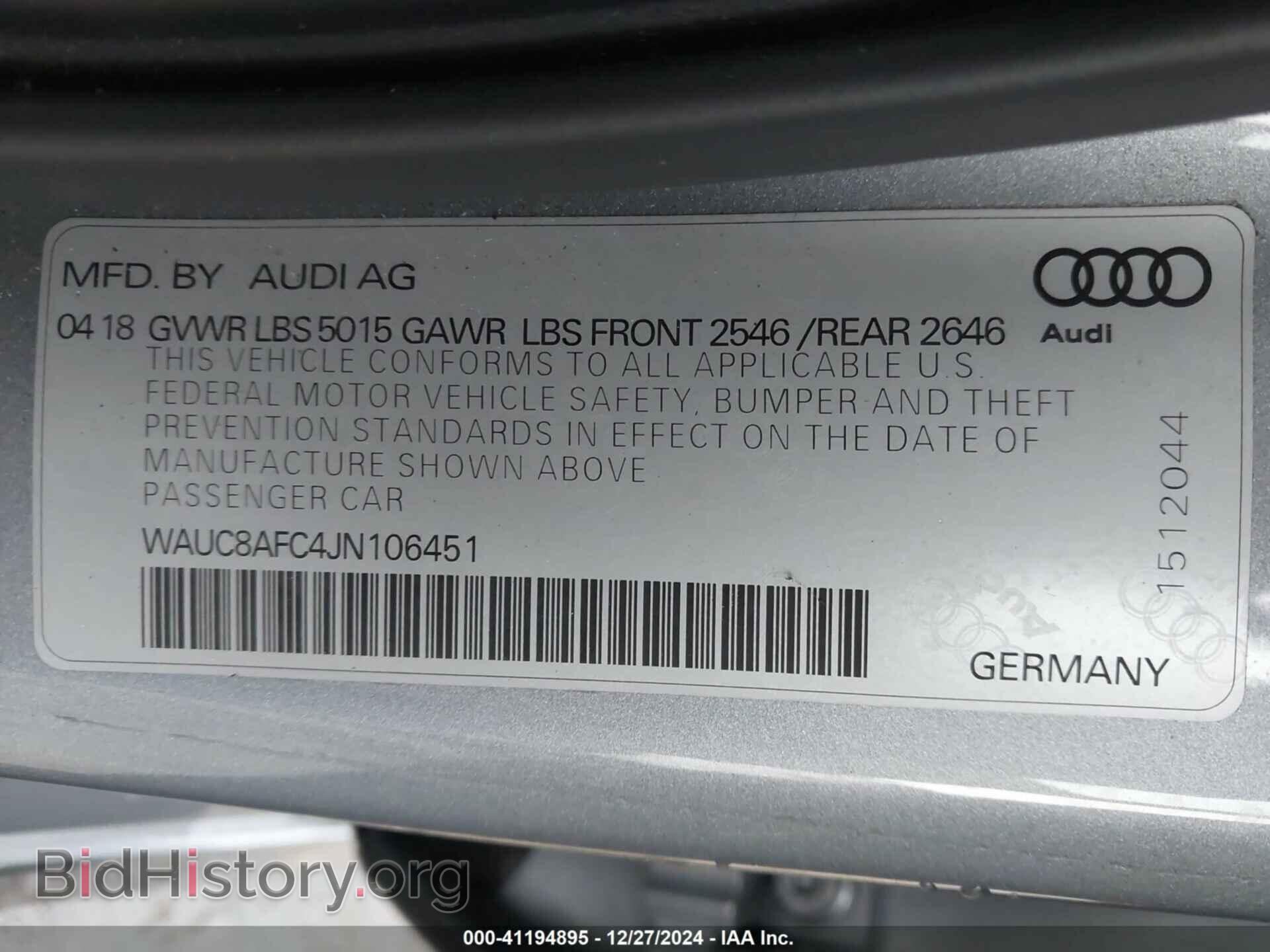 2018 AUDI A6 - VIN: WAUC8AFC4JN106451 - Photo 9