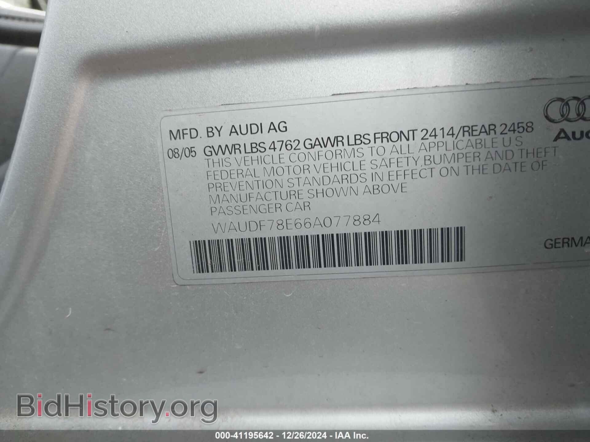 2006 AUDI A4 - VIN: WAUDF78E66A077884 - Photo 9