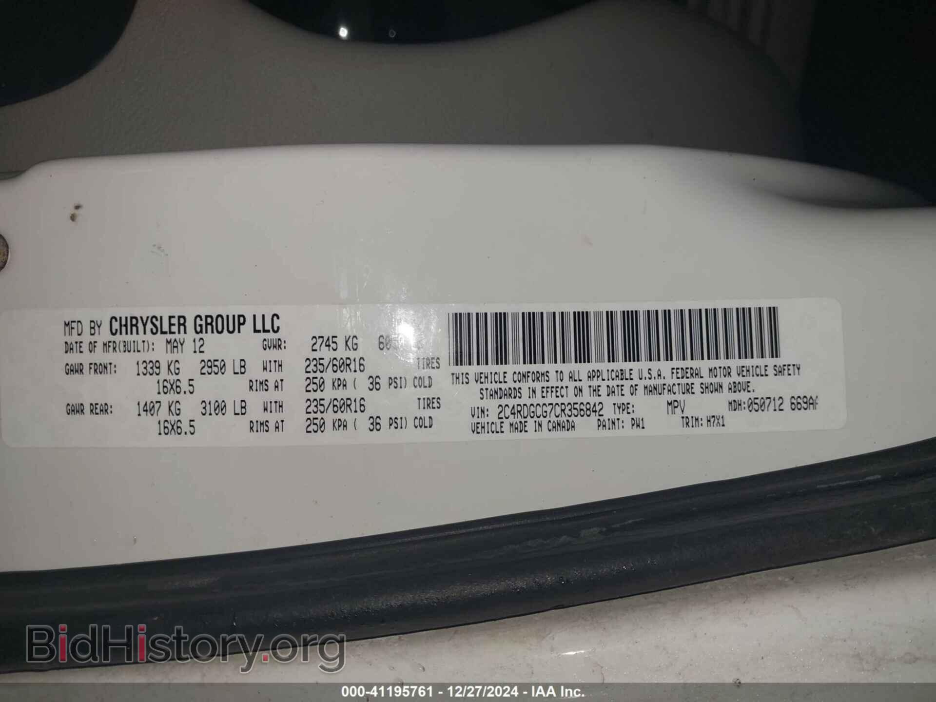 2012 DODGE GRAND CARAVAN - VIN: 2C4RDGCG7CR356842 - Фото 9