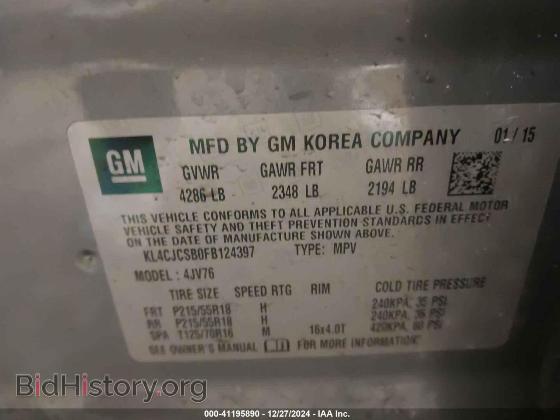 2015 BUICK ENCORE - VIN: KL4CJCSB0FB124397 - Photo 9
