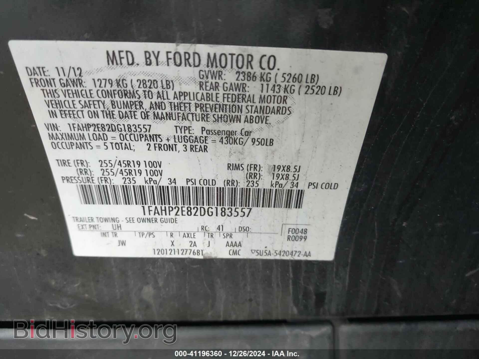 2013 FORD TAURUS - VIN: 1FAHP2E82DG183557 - Фото 9