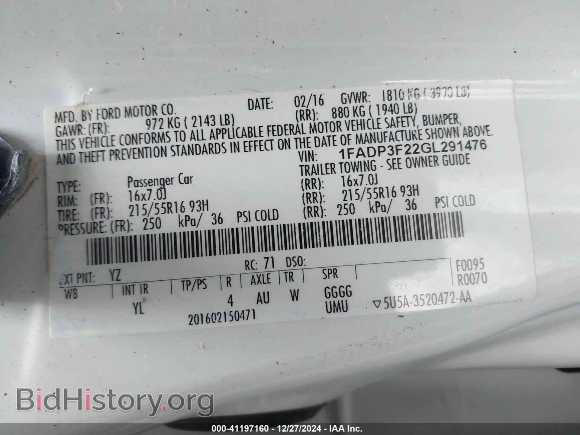 2016 FORD FOCUS - VIN: 1FADP3F22GL291476 - Фото 9