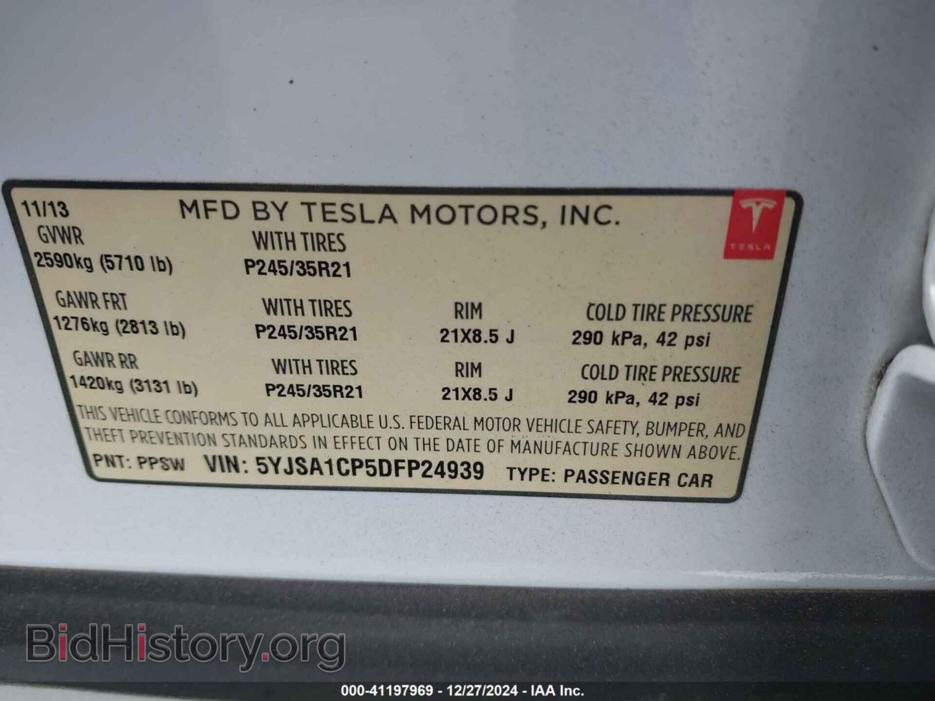 2013 TESLA MODEL S - VIN: 5YJSA1CP5DFP24939 - Photo 9