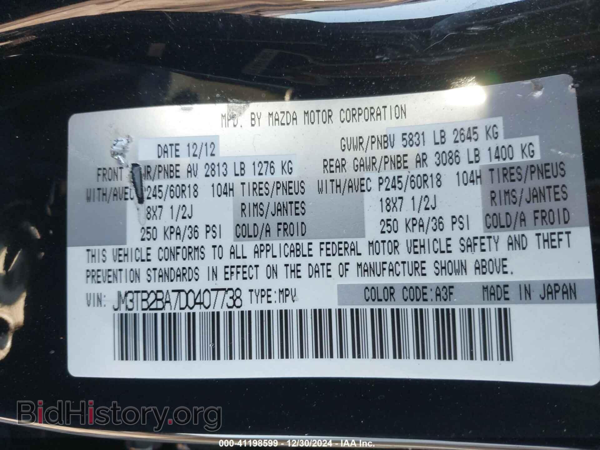 2013 MAZDA CX-9 - VIN: JM3TB2BA7D0407738 - Фото 9