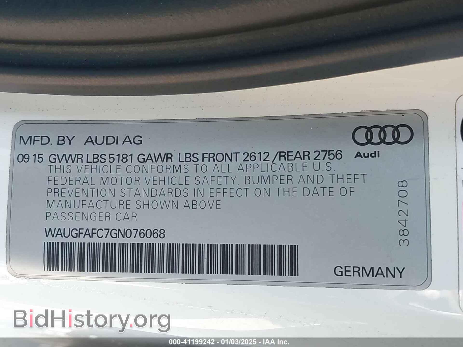 2016 AUDI A6 - VIN: WAUGFAFC7GN076068 - Фото 9