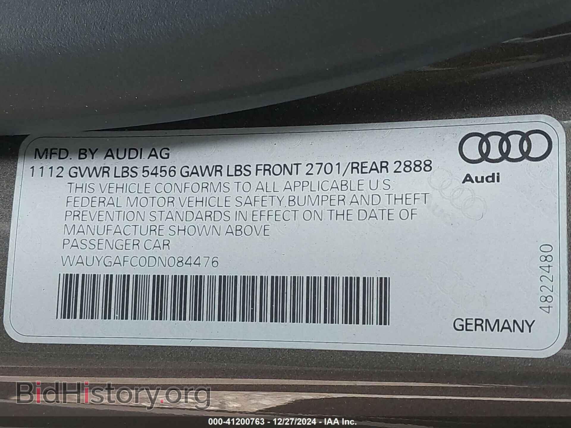 2013 AUDI A7 - VIN: WAUYGAFC0DN084476 - Фото 9