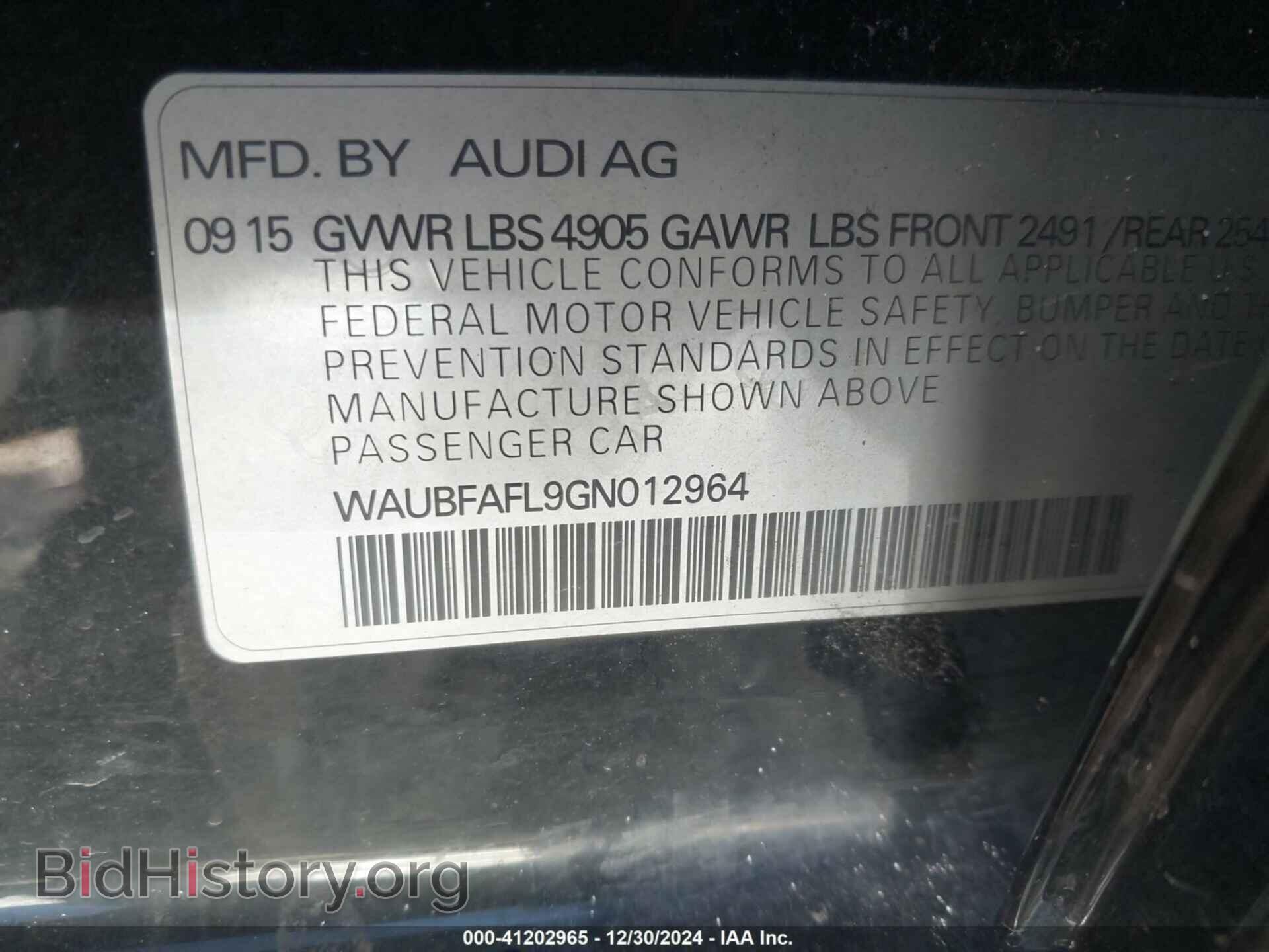 2016 AUDI A4 - VIN: WAUBFAFL9GN012964 - Фото 9