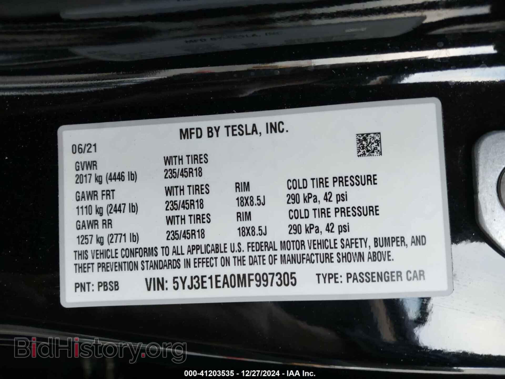 2021 TESLA MODEL 3 - VIN: 5YJ3E1EA0MF997305 - Photo 9