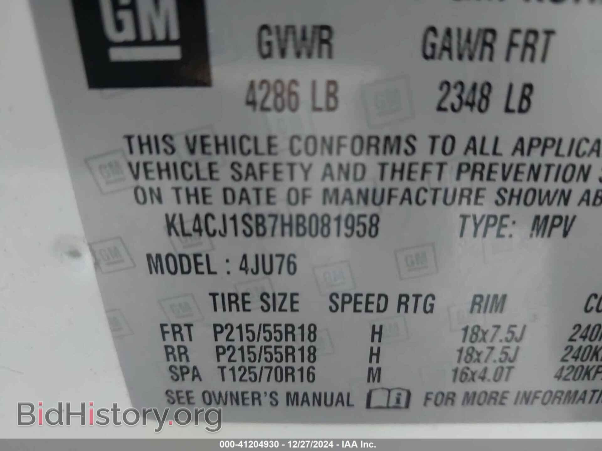 2017 BUICK ENCORE - VIN: KL4CJ1SB7HB081958 - Фото 9