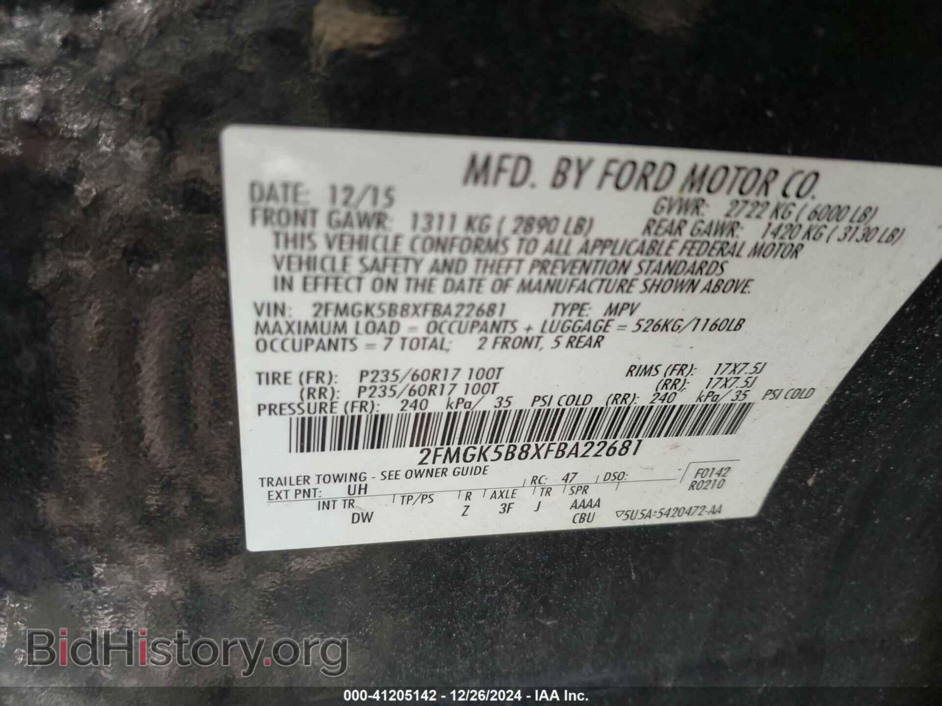 2015 FORD FLEX - VIN: 2FMGK5B8XFBA22681 - Фото 9