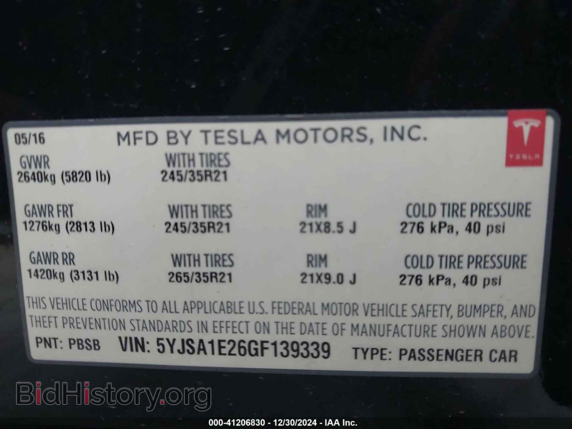2016 TESLA MODEL S - VIN: 5YJSA1E26GF139339 - Фото 9